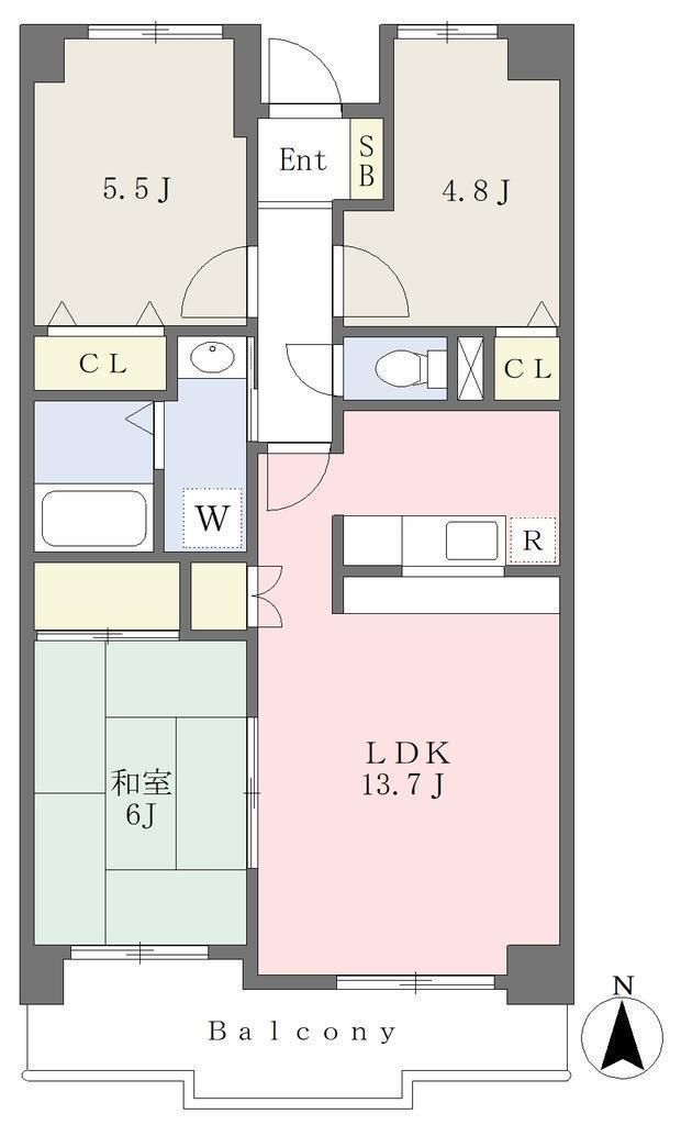 ロイヤルコート山王(3LDK/3階)の間取り写真