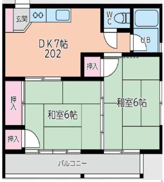 井上コーポ(2DK/2階)の間取り写真