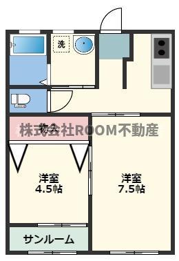 ソレイユ吉尾(2K/2階)の間取り写真