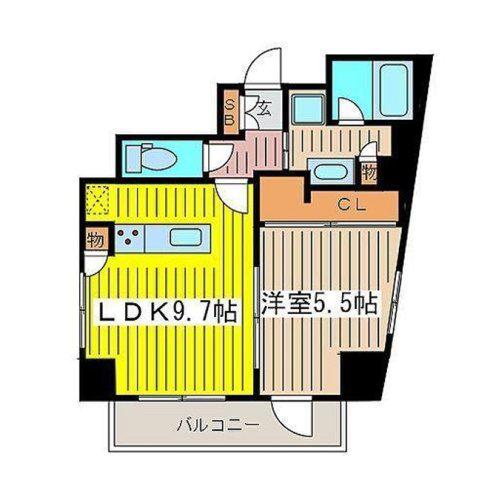 ログ東日本橋(1LDK/9階)の間取り写真