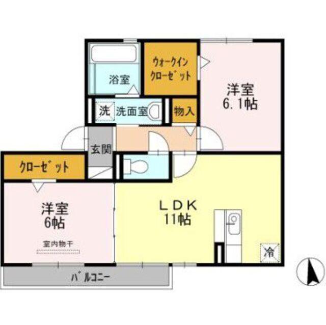 ヴィヴァン白壁(2LDK/2階)の間取り写真
