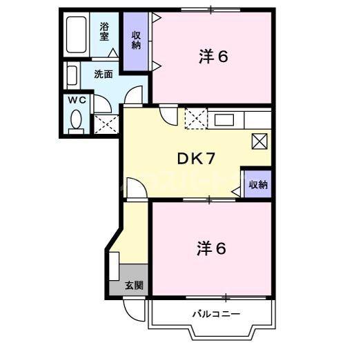 ウエストヒルV(2DK/1階)の間取り写真