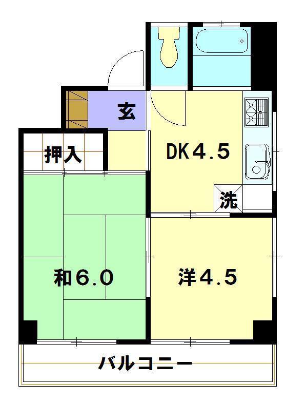 谷口ビル(2DK/2階)の間取り写真