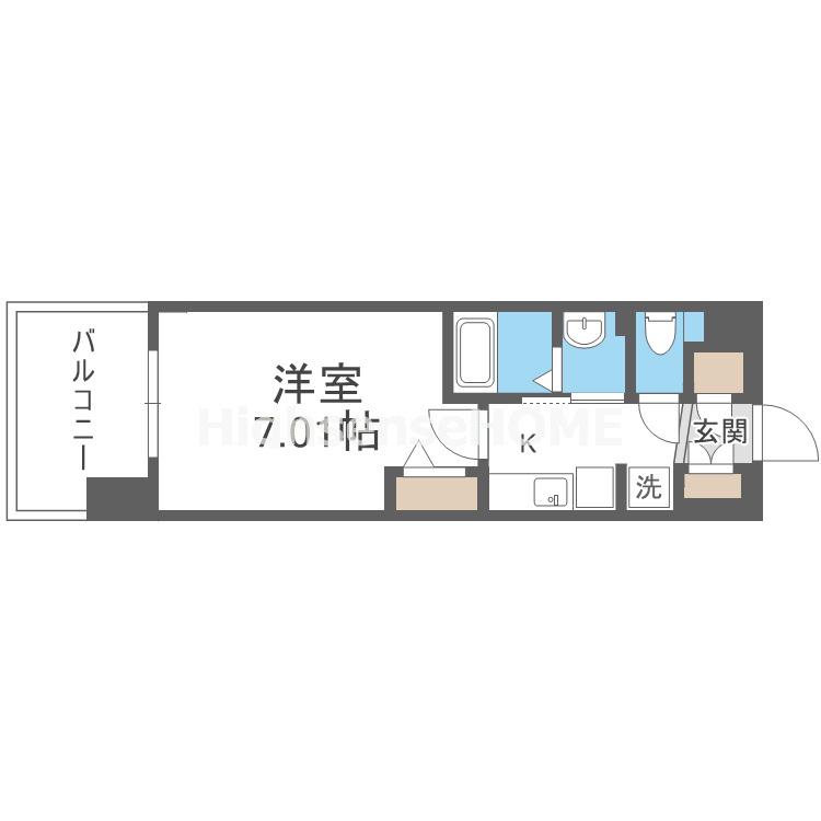 LUXE大阪城南(1K/1階)の間取り写真
