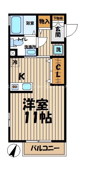 アイパレス(ワンルーム/2階)の間取り写真