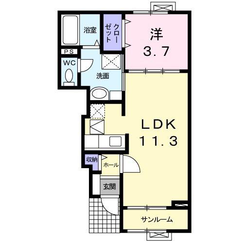 ブリーズ(1LDK/1階)の間取り写真