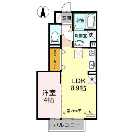 ヴィアーレ(1LDK/1階)の間取り写真
