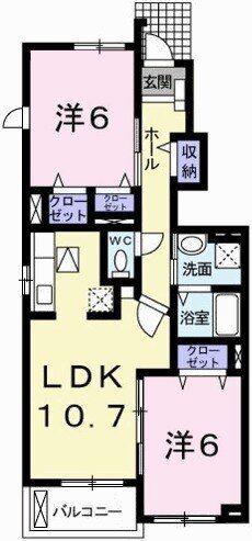 ヒロ コテージ(2LDK/1階)の間取り写真