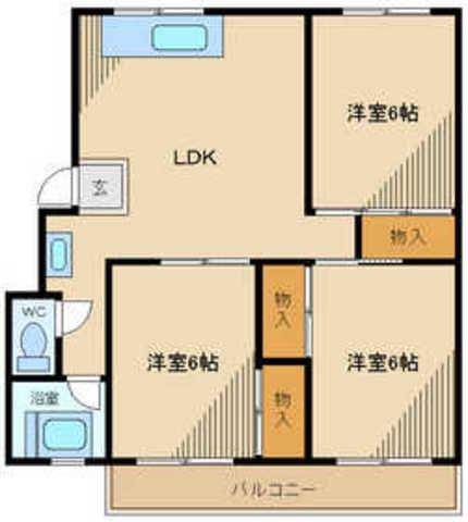 調布第2コーポラス(3LDK/1階)の間取り写真