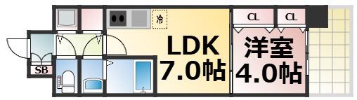 GIOIA LUNA(1LDK/2階)の間取り写真