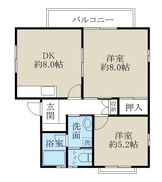 ラグーン神道寺南B棟(2DK/1階)の間取り写真