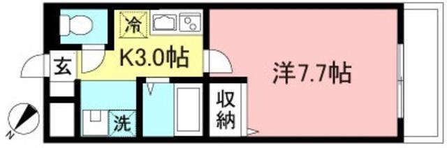 ロイヤルヒルズ仙川(1K/2階)の間取り写真