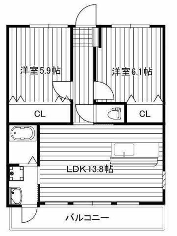 PASSEGE(2LDK/2階)の間取り写真