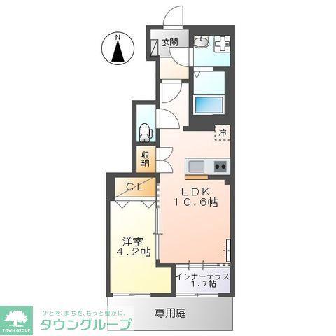 宮前区平5丁目アパート(1LDK/1階)の間取り写真