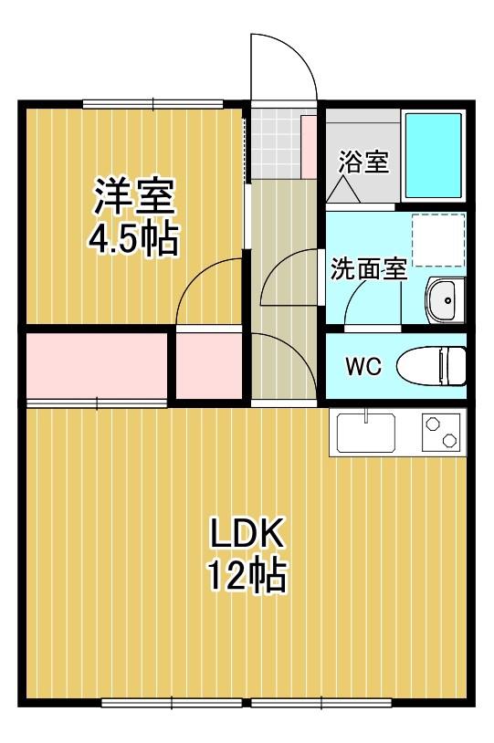 シティハイム 中田(1LDK/2階)の間取り写真