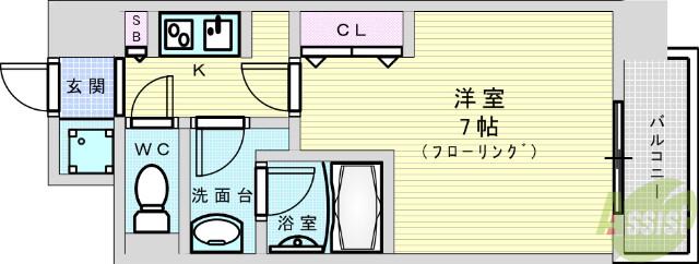 新大阪南グランドマンション(1K/4階)の間取り写真