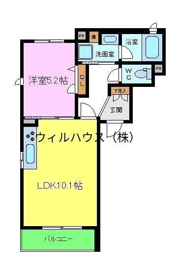 SHAMAISON RICCO(1LDK/2階)の間取り写真