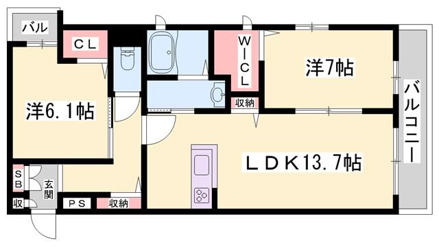 リラフォート白坂(2LDK/1階)の間取り写真