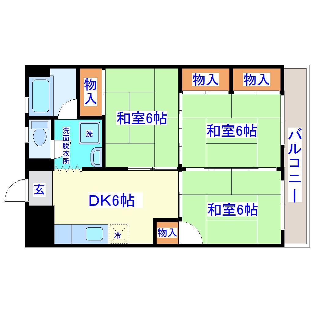 泉ハイツ(3DK/2階)の間取り写真