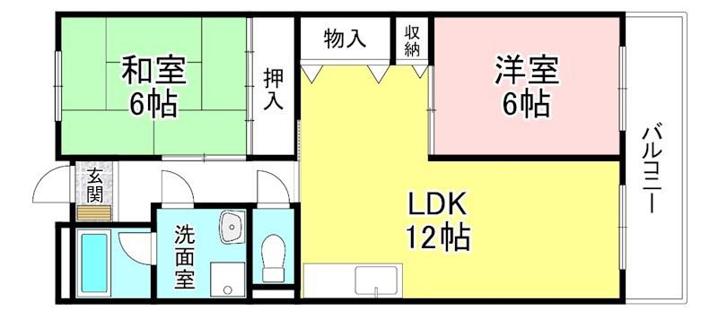 VILLAGE VALLEY石部(2LDK/1階)の間取り写真