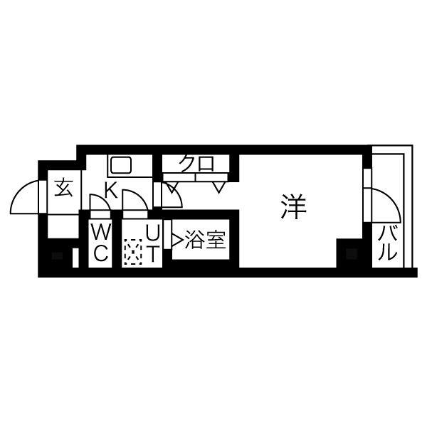 プライムアーバン仙台木町通(1K/4階)の間取り写真