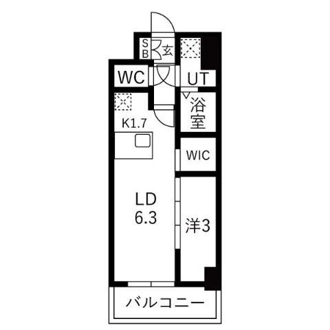 メイクスアート浄心(1LDK/3階)の間取り写真
