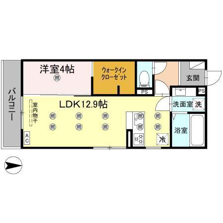 アナシエ朝美(1LDK/3階)の間取り写真