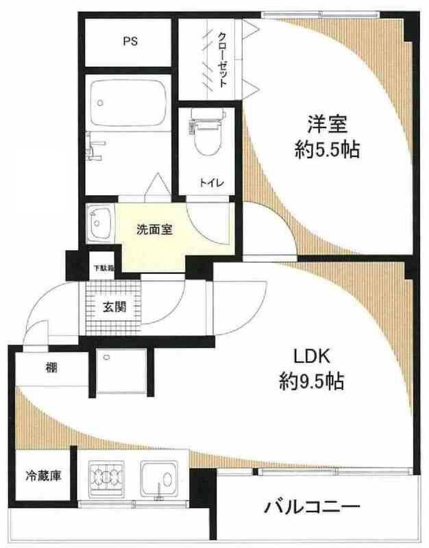 マンション信濃苑(1LDK/3階)の間取り写真