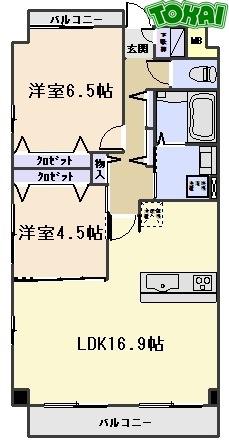 ラフィネーズ マ メゾン(2LDK/5階)の間取り写真