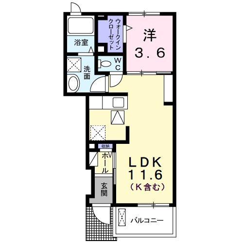 SHALOM(1LDK/1階)の間取り写真