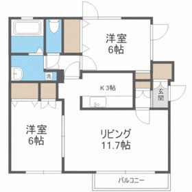 フォルモーザ発寒(2LDK/4階)の間取り写真