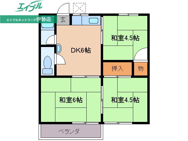 パークハイツ(3DK/2階)の間取り写真