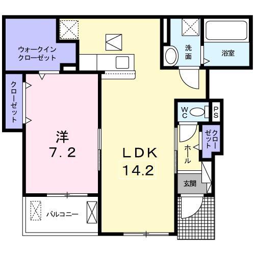 ラ・プランタン(1LDK/1階)の間取り写真