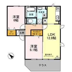 サニーヒルズ泉大津 B・C棟(2LDK/1階)の間取り写真
