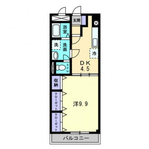 プリムローズ.K(1DK/1階)の間取り写真