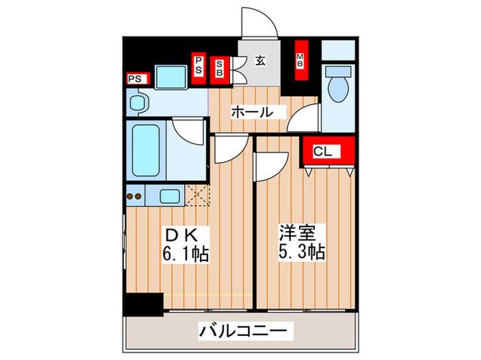 ダイアパレス清水谷(1DK/2階)の間取り写真