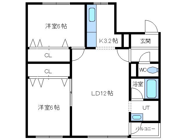 プラタナスハイム(2LDK/2階)の間取り写真