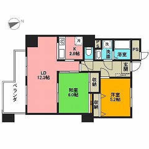 サンポワール宇都宮(2LDK/6階)の間取り写真