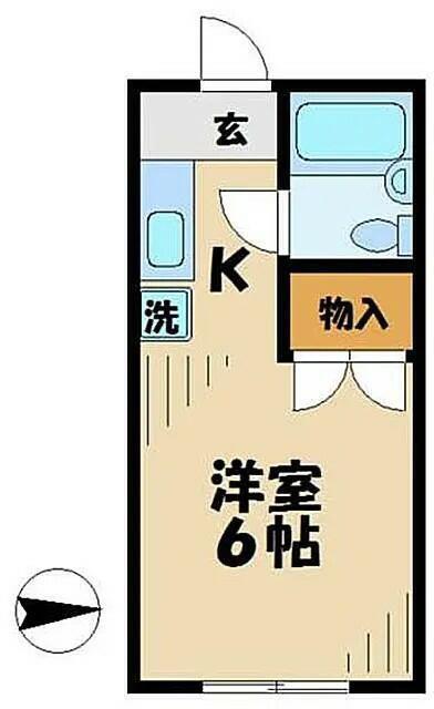 サンハイツクロダ(ワンルーム/2階)の間取り写真