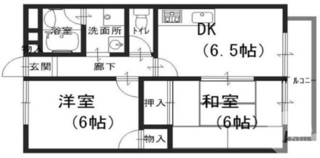 モアクレストナカノ(2DK/1階)の間取り写真