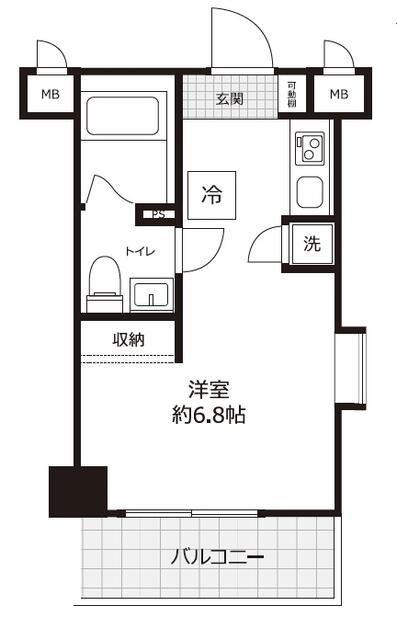 ステラコート横浜白楽(ワンルーム/6階)の間取り写真