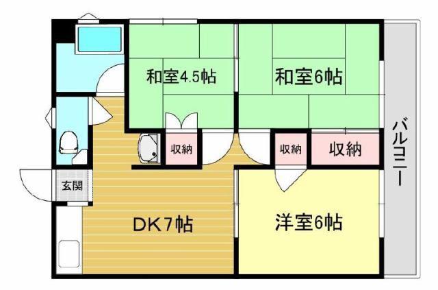 東條ハイツ(3DK/2階)の間取り写真