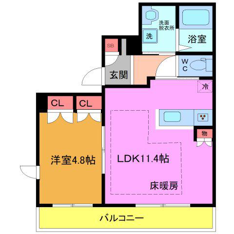 AVENIR門前仲町(1LDK/2階)の間取り写真