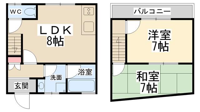 滝ノ上ハイツ(2LDK/1階)の間取り写真