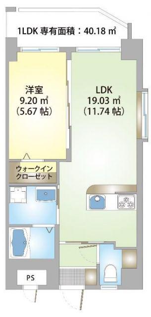 アンビシャスコザ(1LDK/5階)の間取り写真