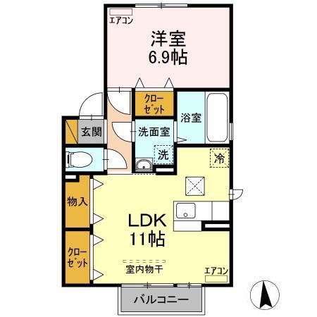 プレスタンテB(1LDK/1階)の間取り写真