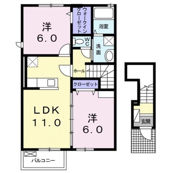 サンパティオⅠ(2LDK/2階)の間取り写真