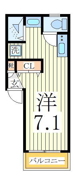 カルチェ南柏(ワンルーム/2階)の間取り写真