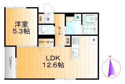 ソレイユ(1LDK/3階)の間取り写真
