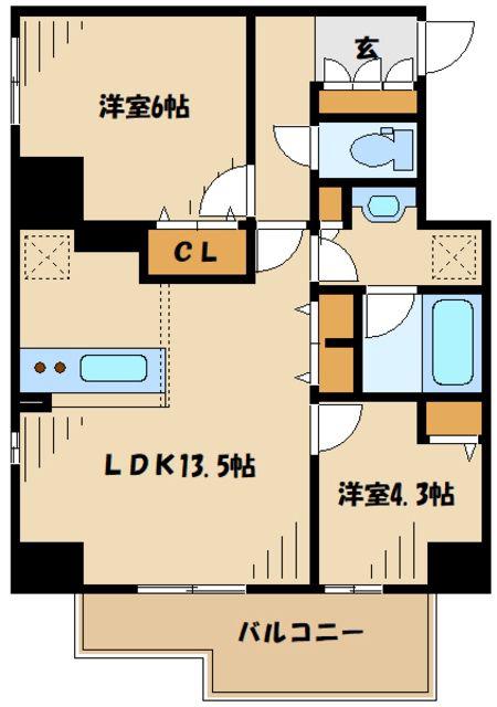 日神パレステージ小田急相模原フロント(2LDK/11階)の間取り写真